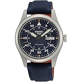 SEIKO SRPH31 Watch for Men - 5 Sports - Automatic with Manual Winding Movement, Blue Dial, Stainless Steel Case, Blue Nylon S