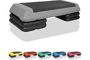 HooKung Adjustable Aerobic Stepper Workout Step with 4 Risers Fitness & Exercise Platform Trainer