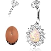 AROWRO Gold Belly Button Ring G23 Titanium Hypoallergenic 14G belly ring for Women Men Teardrop Navel Piercing Jewelry 10mm Barbell With Cubic Zircon