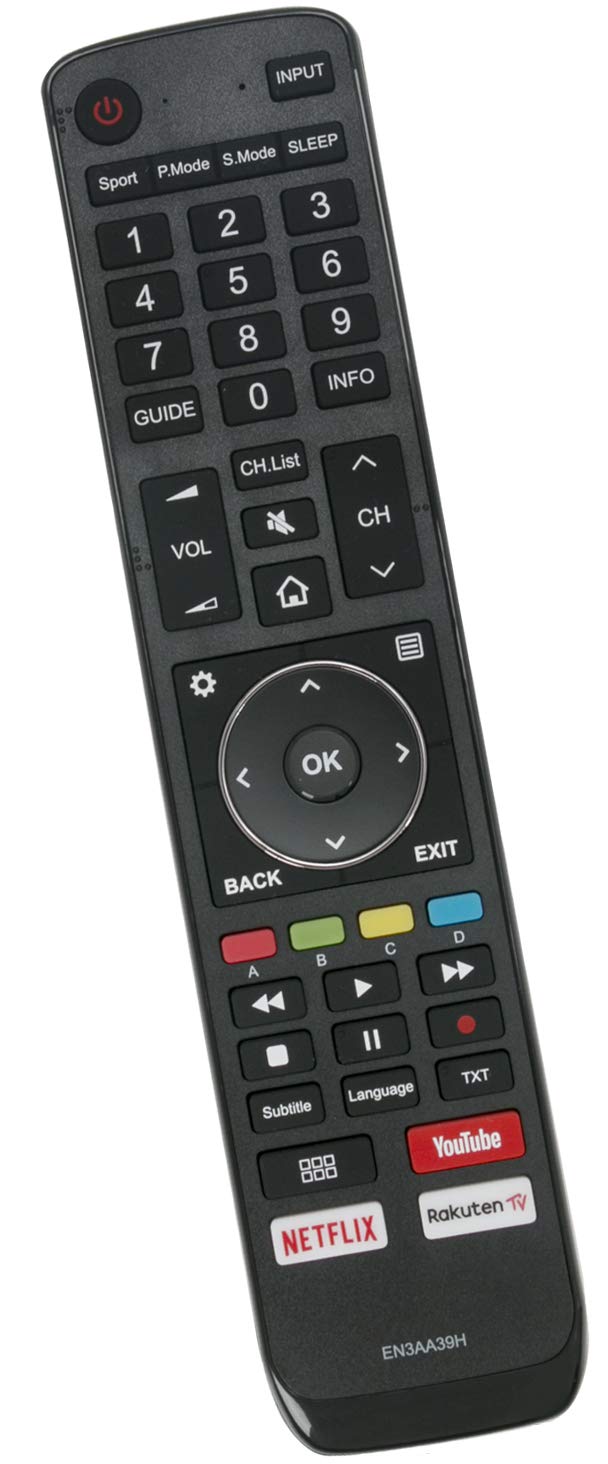 ALLIMITY EN3AA39H Remote Control Replace for Hisense TV with Netflix Rakuten Youtube TV H50A6550 H43A6550 H55A6550
