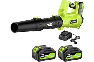 MOK Leaf Blower Cordless,560CFM/150MPH Brushless Motor Electric Cordless Leaf Blower with 2 x 21V 4.0Ah Battery and Charger, 3-Variable Speed, Blower for Lawn Care, Patio Cleaning(Green) ﻿