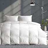 APSMILE Lightweight Down Feather Fibers Comforter California King, Cooling Down Feather Fibers Duvet for Warm Weather -100% Organic Cotton Cover, Summer Duvet (Ivory White, 104x96)