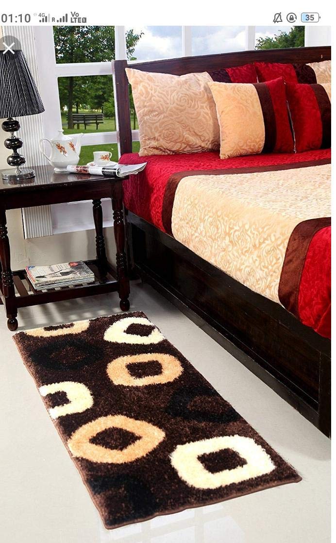 Buy NISHOMES Shaggy Bedside Runner Home Rugs Anti Skid Rubber Backing