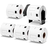 Replace for Brother (2.4 in x 1.1 in) DK-1209 White Label for Small Address/Barcode Labels, Roll of 800 Stickers use with QL-800 Printer, 29 x 62mm (5 Rolls+ 1 Reusable Cartridges)