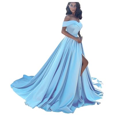 Dressesonline Womens Off The Shoulder A Line Split Prom Evening Dresses Long Formal Gown