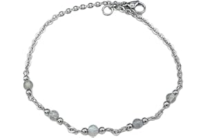 Labradorite Anklet - Yoga Beaded Ankle Bracelet - Healing Crystal Jewelry - Meditation, Spiritual Gift (12 IN)