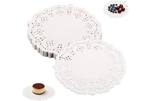 200pcs Paper Doilies, 9cm/3.5in White Round Decorative Disposable Lace Doilies Placemats for Dessert Trays Cakes Party Decor 