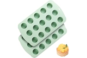 QELEG 2 Pcs Cake Puck Mold, 15 Cup Cylinder Silicone Mini Cake Baking Mold, Oreo Chocolate Mold Set of 2