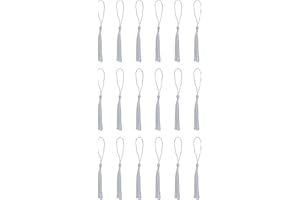 Sowaka 50 Pcs Tassel Silky Soft Mini Floss Handmade Tassels with Loop for Bookmark Jewelry Making Keychain Souvenir DIY Crafting Project Supplies Chinese Knot (White)