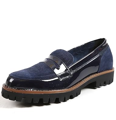 ladies navy patent loafers
