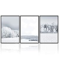3 Piece Framed Canvas Wall Art Snow Landscape Canvas Prints Home Artwork Decoration for Living Room,Bedroom - 16