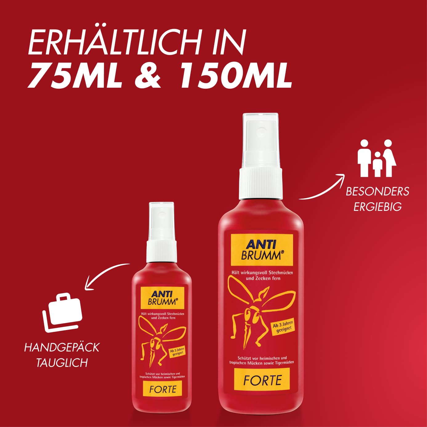 Anti Brumm Forte Reisebundle, Pumpspray 150 ml+Flugbeutel: Insekten-Repellent für effektiven Schutz gegen Mücken und Zecken, Mückenspray mit DEET 5