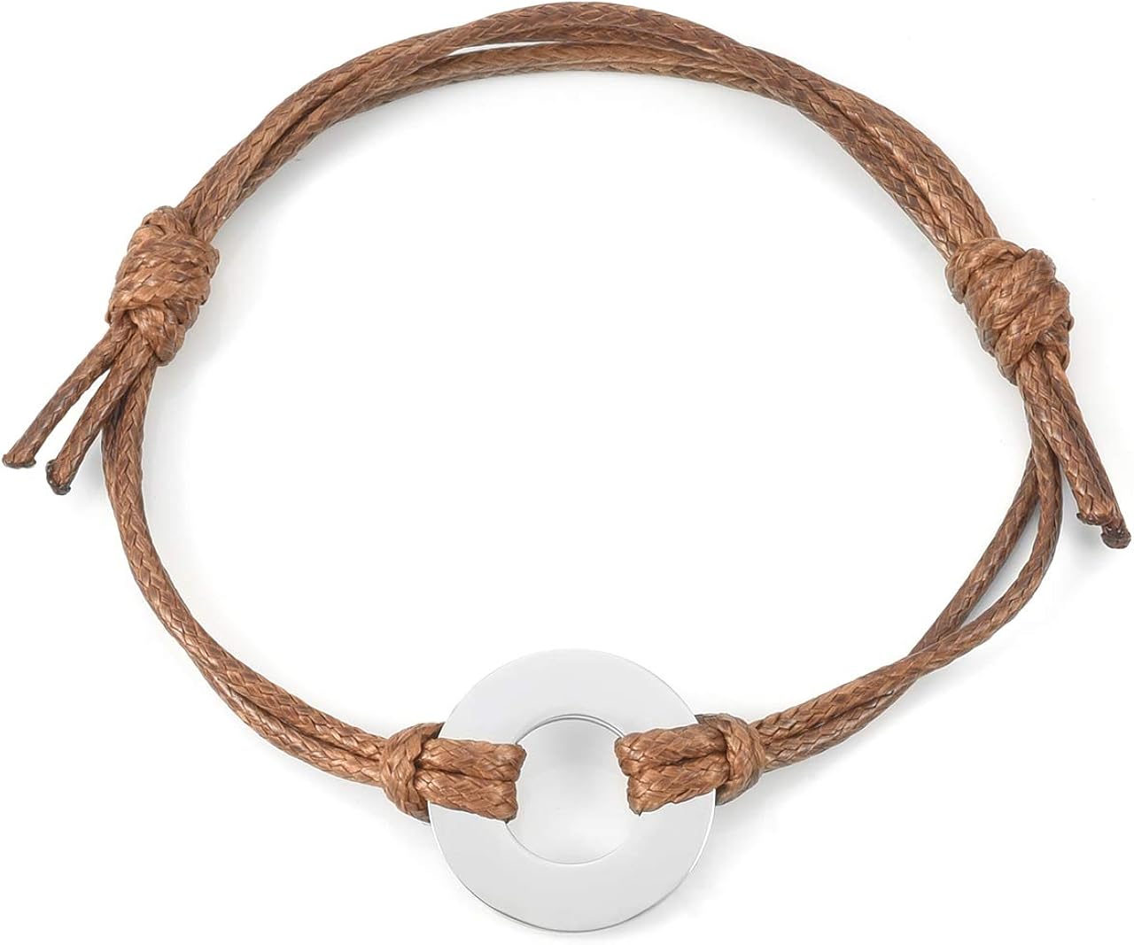 Personalized Master Adjustable Leather Bracelet with Stainless Steel