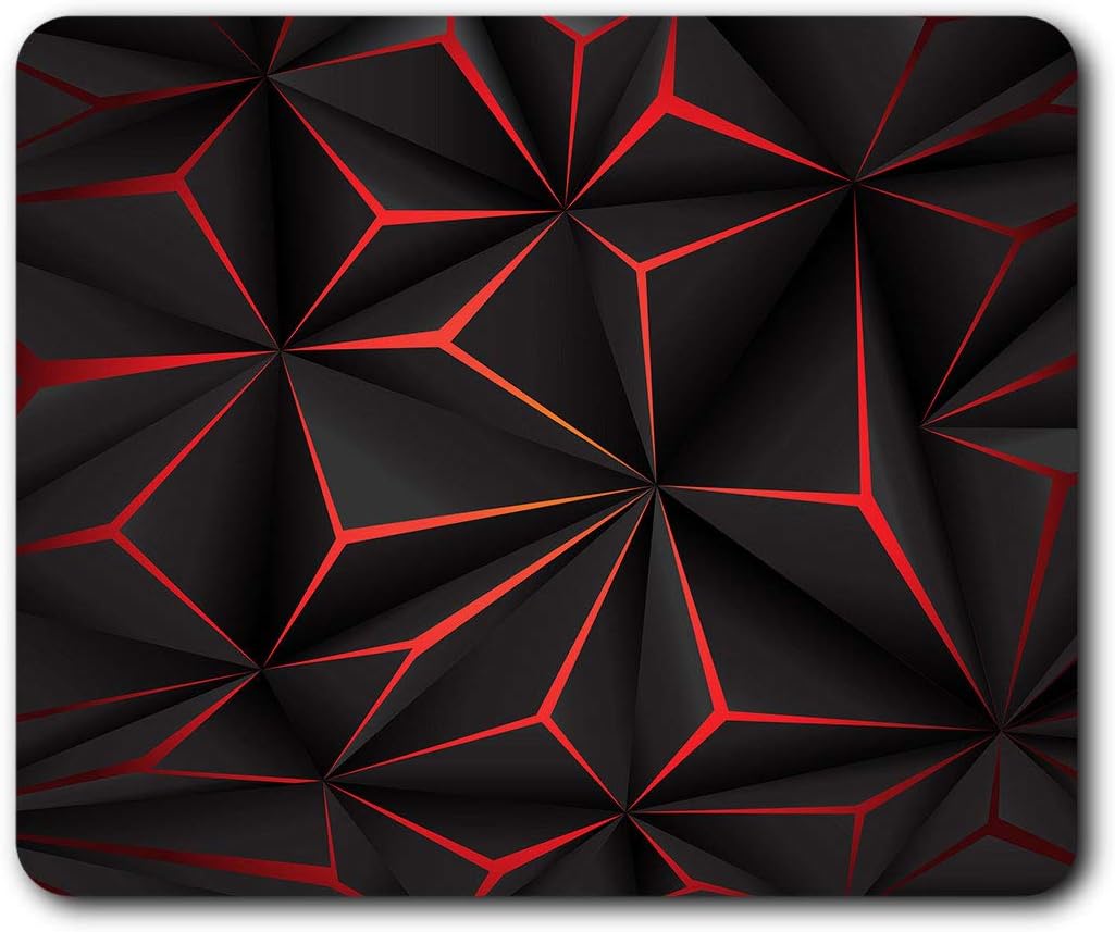Black & Red Futuristic Mouse Mat Pad Computer PC Laptop Gaming Office Home Desk Accessory Gadget 12953, Multicolor