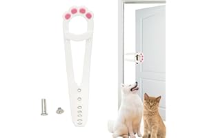 Dohia Adjustable Cat Door Holder Latch Stronger Flex Cat Door Stopper 7 Function Holes Let's Cats in Keeps Dogs Out of Litter & Food Installs Fast Flex Latch Strap No Measuring No Wall Damage D2-MZMS