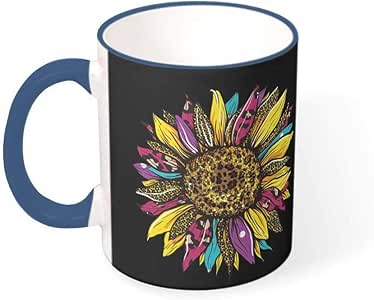 KittyliNO5 - Taza de café con diseño de girasol multicolor (porcelana
