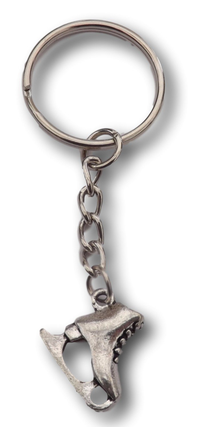 FizzyButton Gifts Ice skate Keyring Key Ring with Small silver Tone Charm and Silver Tone Keychain