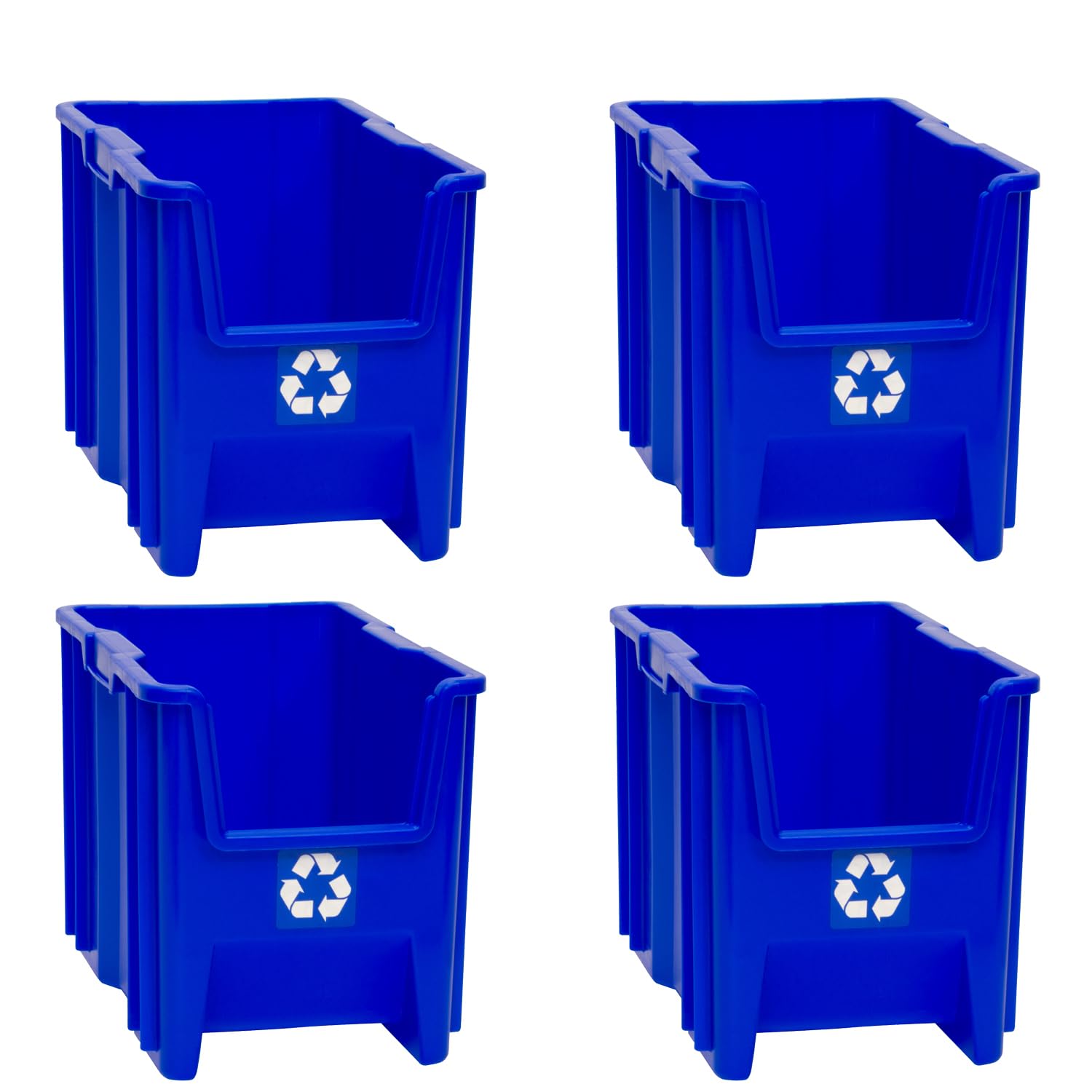 Photo 1 of 1 IS DAMAGED



READYSPACE Commercial Industrial Heavy Duty Stackable Open-Front Recycling Bin Box Containers, 7 Gallon, 4 Pack, Blue