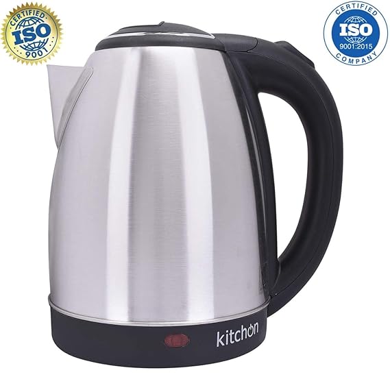 Kitchon KIKSS 1.8L 1500W Cordless Automatic Electric Kettle with Stainless Steel Lid - Black