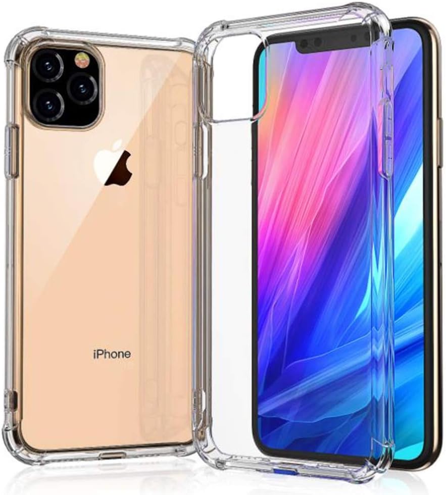 Case for iPhone 11,Lozeguyc iPhone 11 Sleek Hard PC Back Rugged TPU Frame Cover Crystal Clear Hybrid Rubber Shockproof Case for iPhone 11 6.1 Inch-Clear