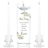 Unity Candles with Glass Holder for Wedding Ceremony - Unity Candles for Wedding, Religious Ceremony Ideas Marriage Decoration Accessories Set for Newly Couple Anniversary Church (Flower)
