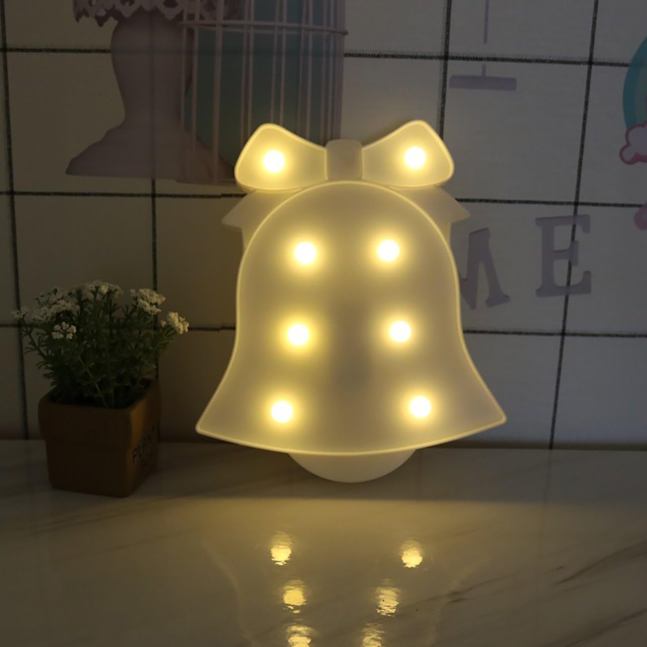 Yaeer Jingling Bell Marquee LED Sign Lamp Table Wall Decorative Light for Xmas,as Kids Gift