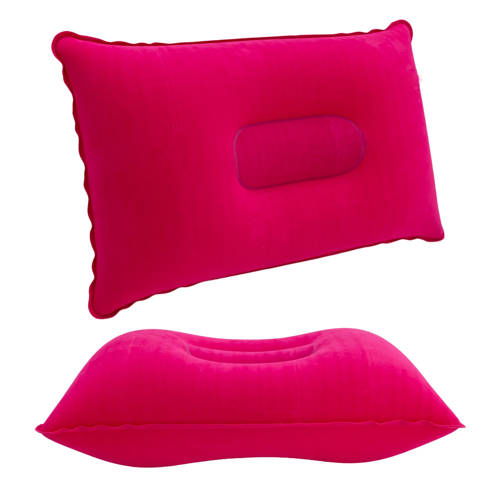 INTIRILIFE Inflatable pillow in PINK - 32 x 21 cm- Rectangular inflatable pillow with ergonomic shape- comfortable sleeping - soft material, perfect for camping, excursions, travelling, air pillow