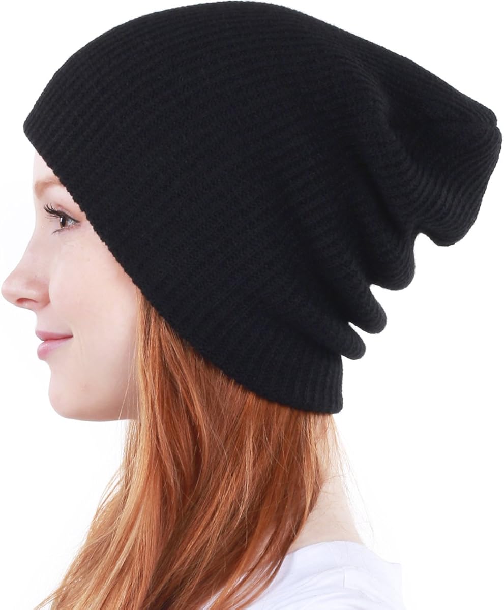 KBW-12 BLK Solid Slouchy Beanie Skull Cap Hat: Clothing
