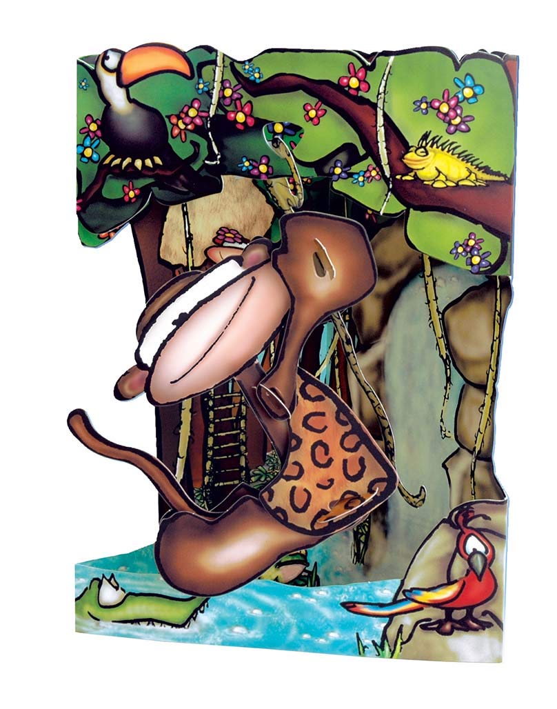 SANTORO Swing Card, 3D Pop Up Greeting Card - Jelideli Cheeky Monkey - For Kids, Family, Birthday