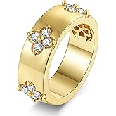 AVECON Clover Moissanite Engagement Ring for Women, 14K Gold/White Gold Plated Wedding Promise Bridal Band, Four Leaf Rings for Her Anniversary Birthday Mothers Day Gift with Hollow Design, Size 6-10