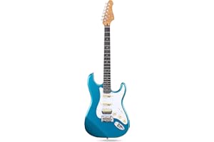 Fesley 39" Electric Guitar:Solid Body Electric Guitars for Intermediate &Pro Players with Wilkinson Pickups,Grover Tuners,6 String Guitar with Roasted Maple Neck,Single Coil Split System,Blue