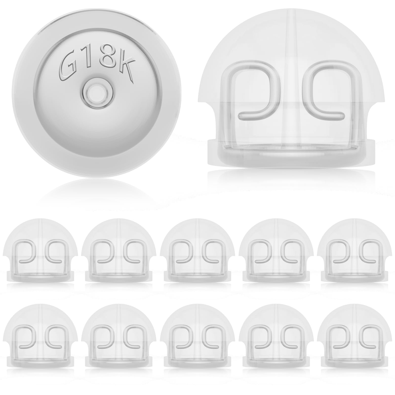 Photo 1 of 18K Gold Locking Secure Earring Backs for Studs, Silicone Earring Backs for Women Men, 12 PCS Silver