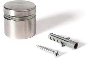 OUTWATER Stainless Steel Standoff 1-1/4 Inch Diameter x 3/4 Inch Barrel Length Brushed Finish for PVC, Glass and Acrylic Sign Stand Off Wall Anchors and Screws 48 Piece Small Store Pack