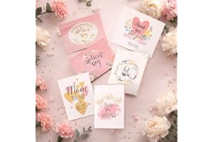 Mother's Day Cards Assortment, 6 Pack Cute Floral Greeting Cards with Vintage Heart Closure Kraft Envelopes, Blank Inside Bul