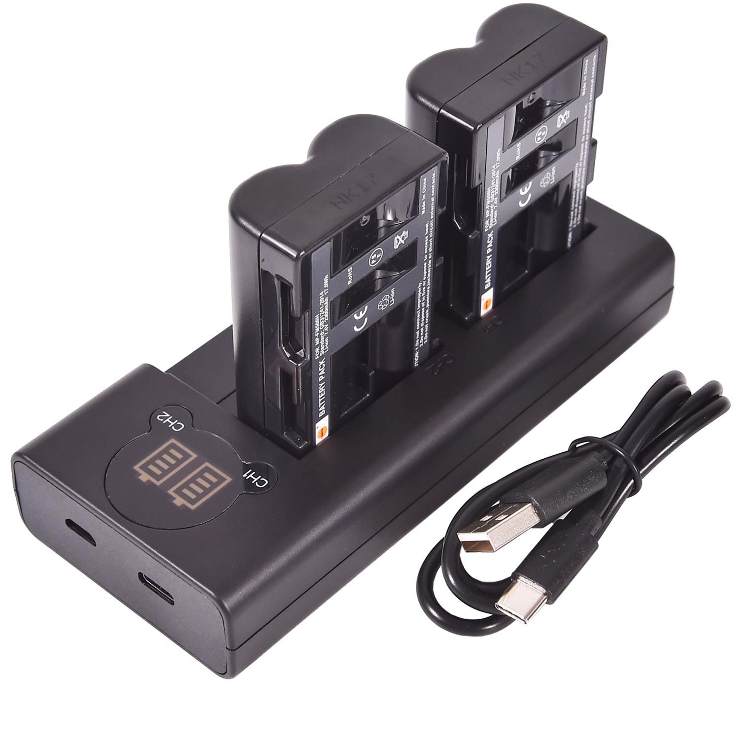 DSTE 2x NP-FM500H Replacement Battery + Dual USB Charger with LCD Display Compatible with Sony a200,a300,a350,a700,Alpha a58, a99,DSLR-A100/B,DSLR-A100K/B,DSLR-A100W/B,DSLR-A300,DSLR-A300K Camera