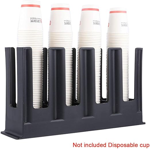 Paper Cup Organizer, 4 Compartment Upright Paper Cup Storage Rack Coffee Cup Storage