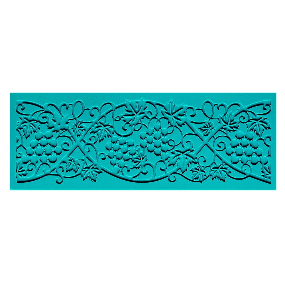 Ideen mit Herz Silicone Decorative Mat | Silicone Mould Fondant | Height: 2 mm | Lace Design | Ideal for Making Lace Border | Tool for Shaping Fondant (Design 19 | 18.7 cm x 6.9 cm)