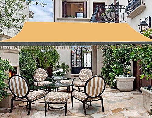 Shatex 12x8ft Rectangle Sun Shade Sail with Macrame Wheat Top Outdoor Canopy Patio Lawn