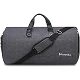 Convertible Garment Bag with Shoulder Strap, Modoker Carry on Garment Duffel Bag for Men Women - 2 in 1 Hanging Suitcase Suit Travel Bags (Black)