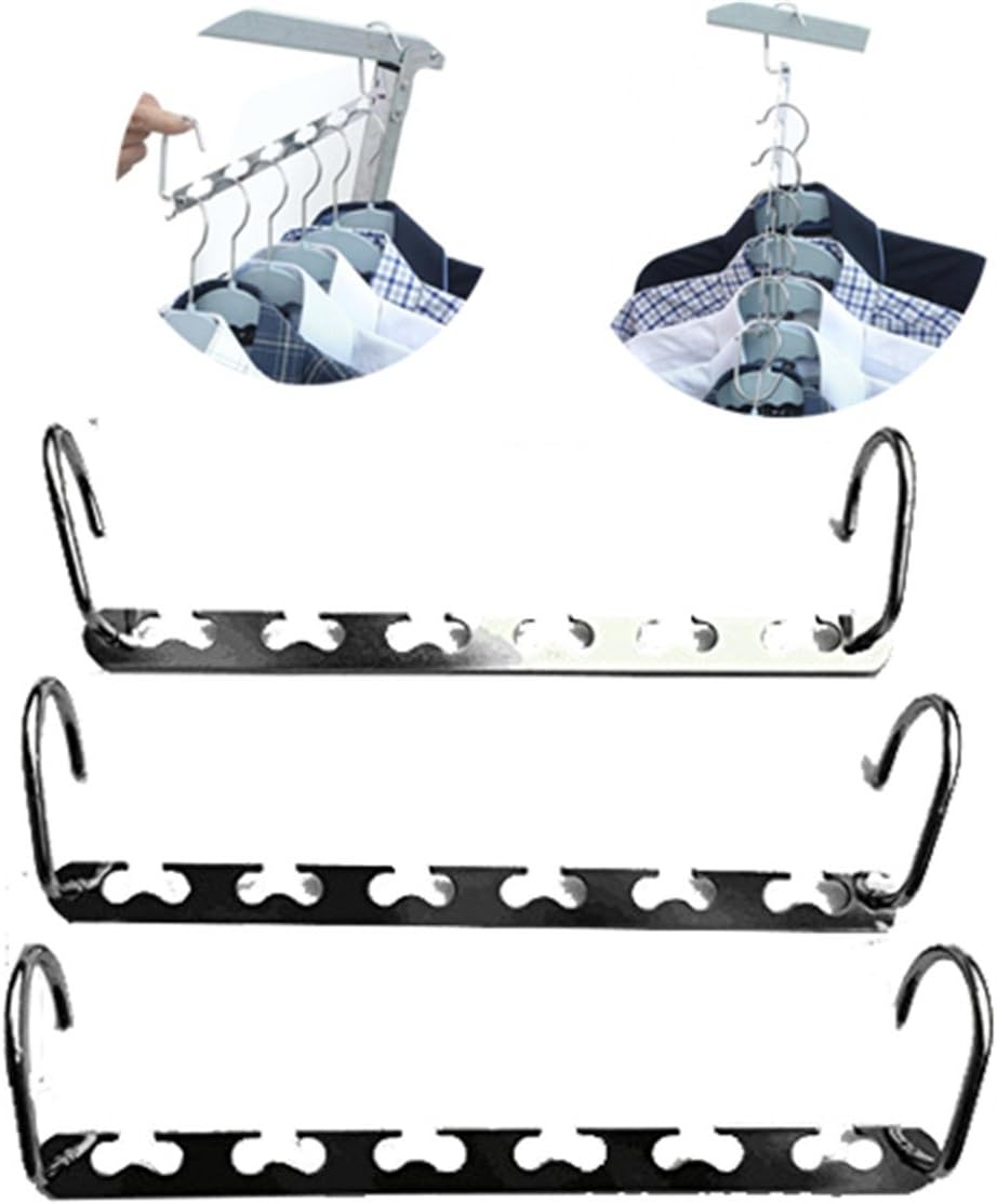 Lucky Fitness 3pcs Magic Hangers ๏ผ Closet Hanger Multifunctional Metal Clothes Hanger for Space Saving and Storage โฆ