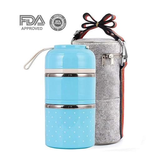 JIANCHI Fiambrera Bento Box de 2 Niveles Caja de Almuerzo Bento ...