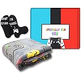 Guguden Glow in The Dark Blanket Gamer Controller Throw Blanket, Gaming Gifts Toys for Kids Teen Son Boys, Soft Gaming Blanket Gamepad Presents Game Decor Blankets for Home Bedroom Valentine 50"x60"