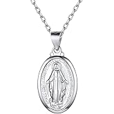 Suplight Stainless Steel Virgin Mary Pendant Necklace for Women & Men, Hypoallergenic Durable Religious Oval Chain Jewelry, Adjustable 18-20 Inch Holy Mary Medallion