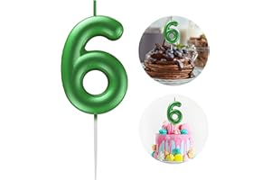 KANOO Green Number 6 Candle Happy Birthday 3D Number Candles for Birthday Cake Party Decoration Wedding Anniversary Celebration Supplies