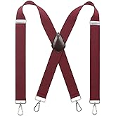 Bioterti Men’s Heavy Duty X- Back 1.4 Inch Suspenders with 4 Snap Hooks