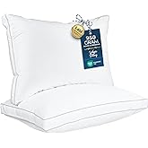 Utopia Bedding Bed Pillows for Sleeping Standard Size (White), Set of 2, Soft & Fluffy Pillow with Down Alternative Filling, Cooling, Hotel Quality, Gusseted Pillow for Back, Stomach or Side Sleepers