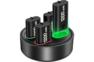 NINJAJOYOX Charger for Xbox One Rechargeable Battery Pack, Charger Station for Xbox One Controller Battery Pack, Xbox One Accessories with 4×1200mAh Xbox Battery Pack for Xbox Series X|S/Xbox One S/X/Elite