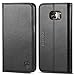 SHIELDON Leather Credit Card Compartments Magnetic Closure Flip Book Stand Wallet Case for Samsung Galaxy S7, Black