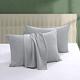 100% Egyptian Cotton Pillow Protectors Set of 2, 600 Thread Count King Size Bed Pillow Cases with Zipper, Sateen Weave Cooling Pillow Cover Quiet and Breathable Easy Care (2PCS, King, Gray)