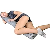 Sacred Thread Cylinder Long Pillow for Bed Decorative Grey Cooling Body Pillow for Side Sleeper, Soft and Supportive Full Body Pillows for Adults, Firm Body Pillow Memory Foam (54”x8”) (Grey)